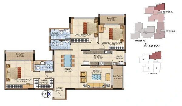 Featured Image of Sattva Aspire 3 BHK Standard Floor Plan