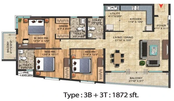 Featured Image of Sattva Celesta 3 BHK Standard Floor Plan