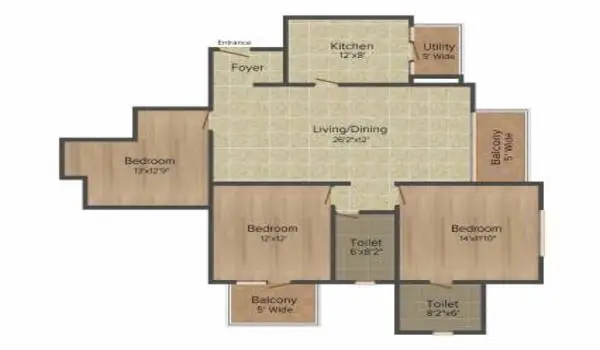  Featured Image of Sattva Serenity 3 BHK Floor Plan